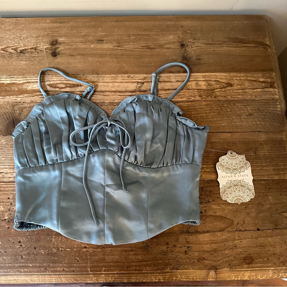 Altar’d State Cami Crop Top Dusty Blue Festival XS  *New